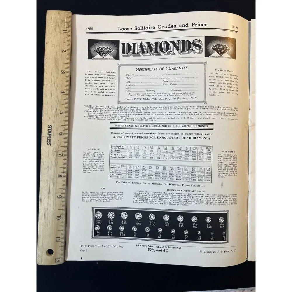 Vintage 1939 The Trout Diamond Company Jewelry‎ Jewelers Catalog Christmas Gift